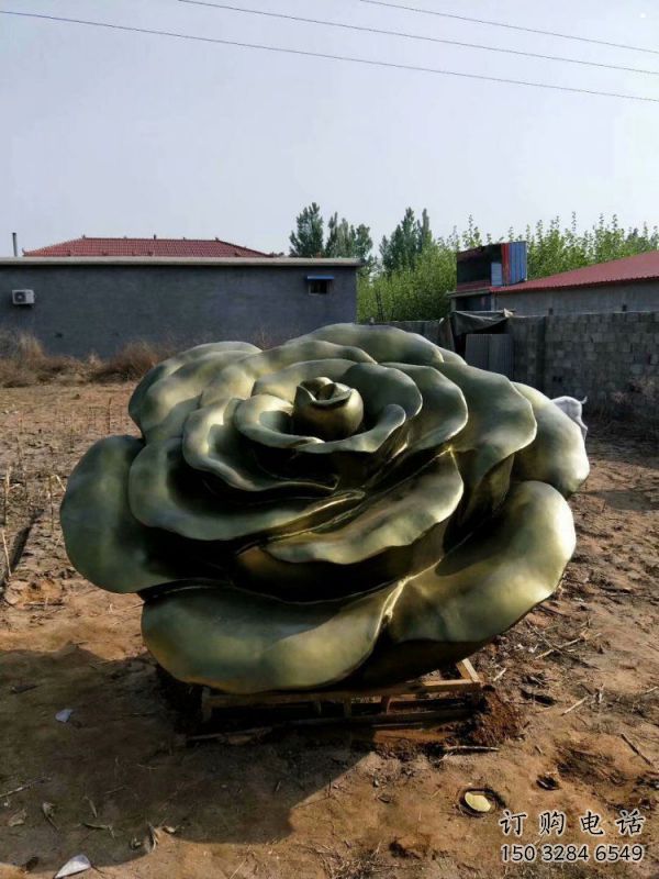 玫瑰花雕塑定做，廣場系列，玻璃鋼玫瑰花雕塑制作廠家