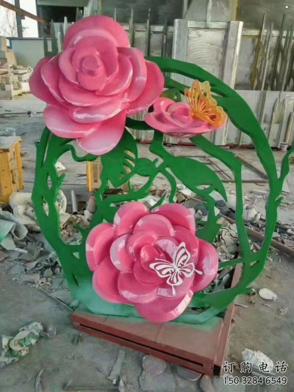 月季雕塑特供，白鋼構(gòu)件，景觀月季花朵雕塑供應(yīng)