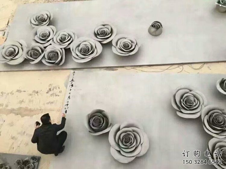 制造月季花雕塑精選，室外雕塑，不銹鋼月季花雕塑制作廠家