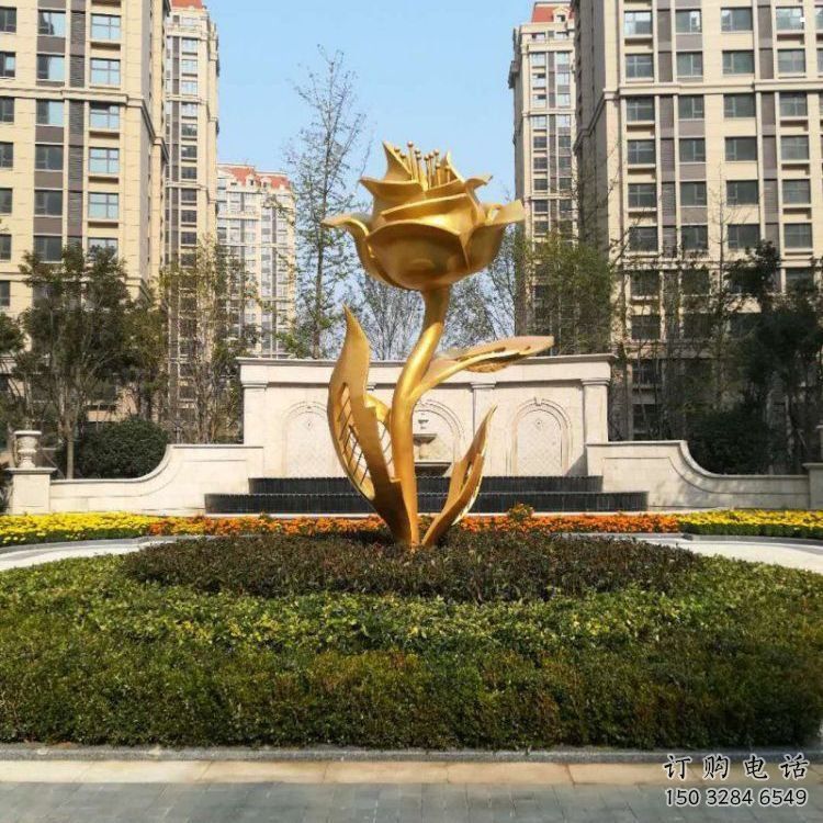 月季花雕塑訂做，彩鋼制作，不銹鋼月季花雕塑優(yōu)選