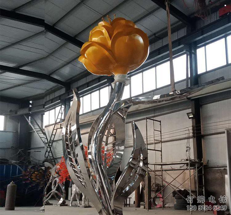 月季花雕塑公司，街頭藝術(shù)，景觀不銹鋼月季花雕塑精選
