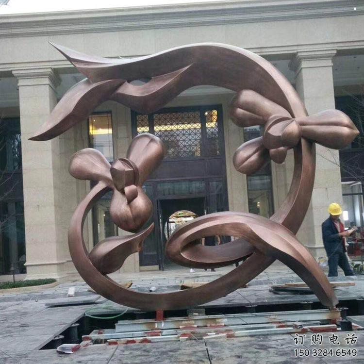 蘭花雕塑工程供應(yīng)，美陳雕塑，鑄銅蘭花花朵雕塑廠家