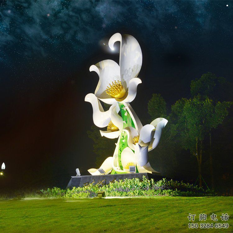 蘭花雕塑精選，美陳雕塑，鍛鋼蘭花花朵雕塑通用