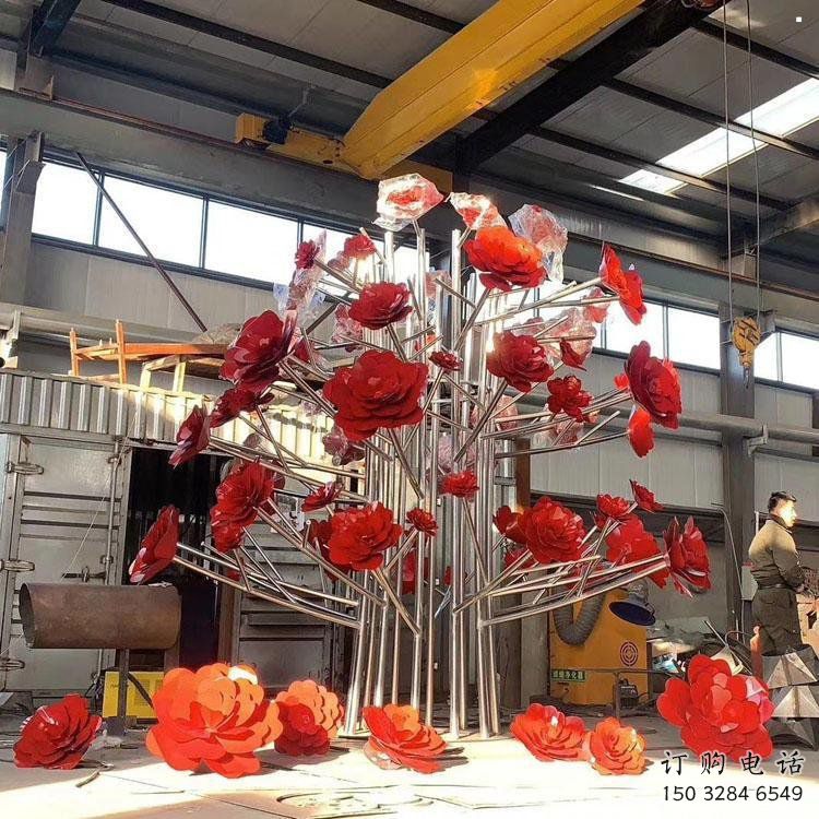 花朵玫瑰雕塑精選，廣場(chǎng)雕塑，展示玫瑰花朵雕塑定做