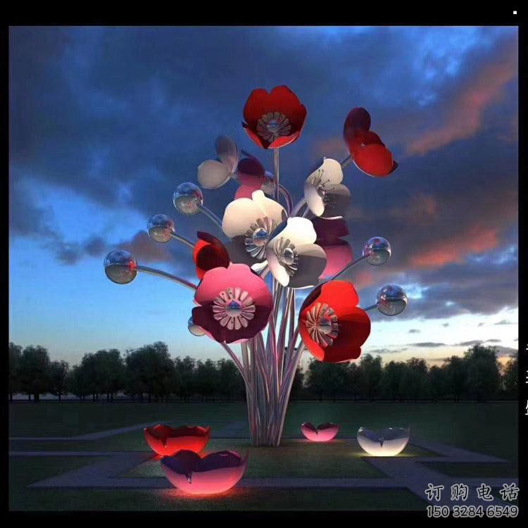 花朵雕塑標(biāo)準(zhǔn)，陸地?cái)[件，郁金香花朵雕塑定制廠家