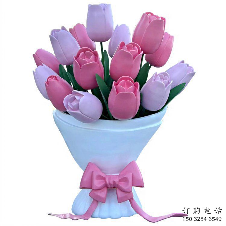 花朵雕塑生產(chǎn)，美陳組合，仿真郁金香花朵雕塑廠家