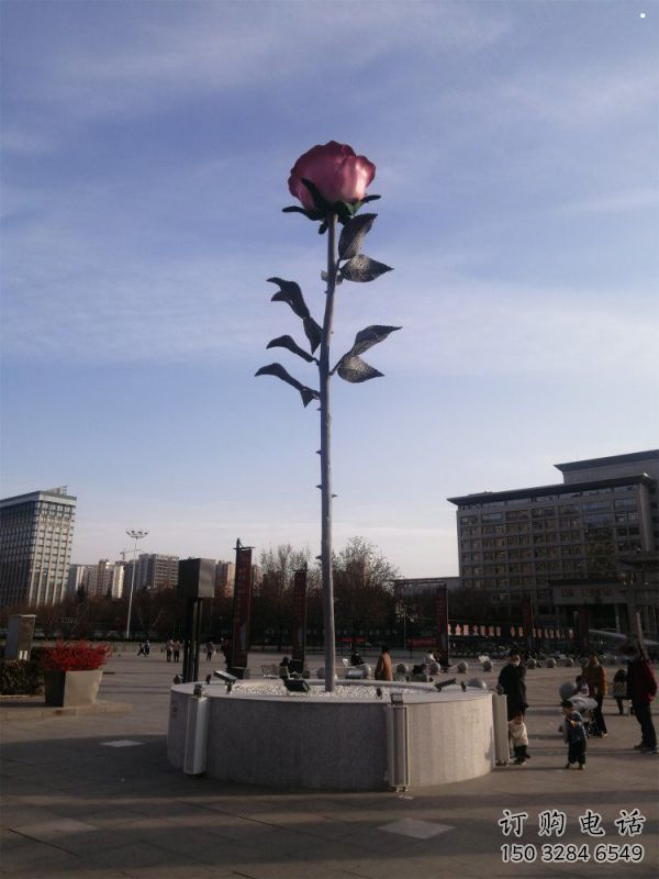 花朵月季雕塑承接，街景小品，月季花朵雕塑標(biāo)志訂做
