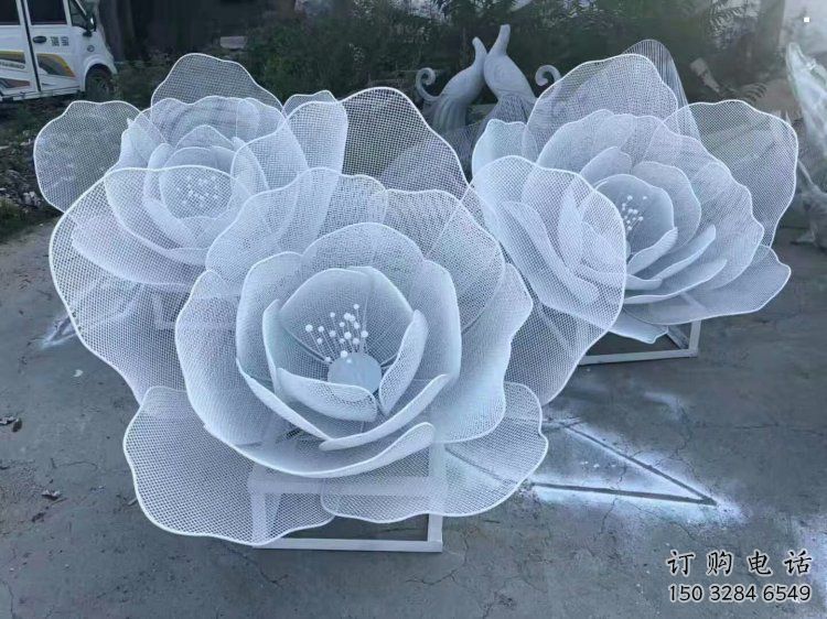 牡丹花雕塑點擊，城區(qū)小品，園林鏤空牡丹花雕塑承接