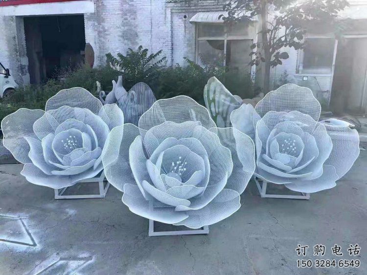 牡丹花雕塑廠家，地標擺件，鏤空牡丹花雕塑選用廠家