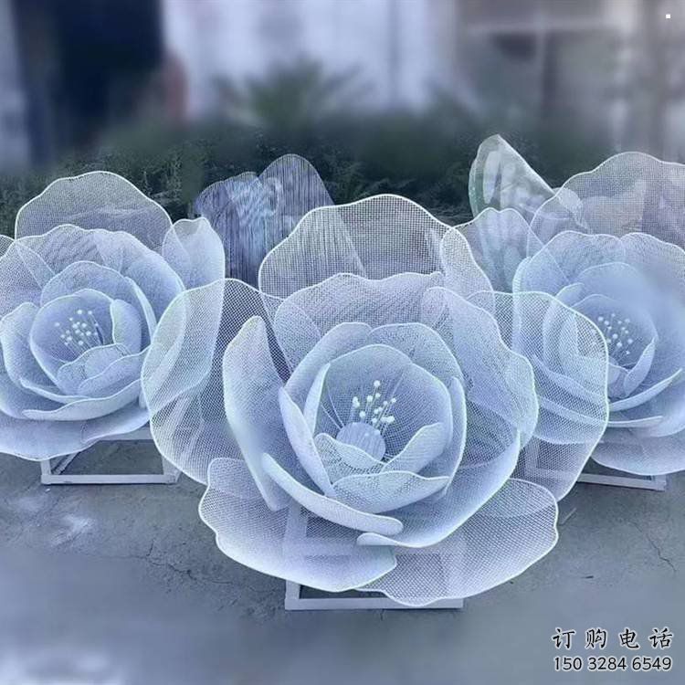 牡丹花雕塑優(yōu)選，拉絲工藝，鏤空牡丹花雕塑承接