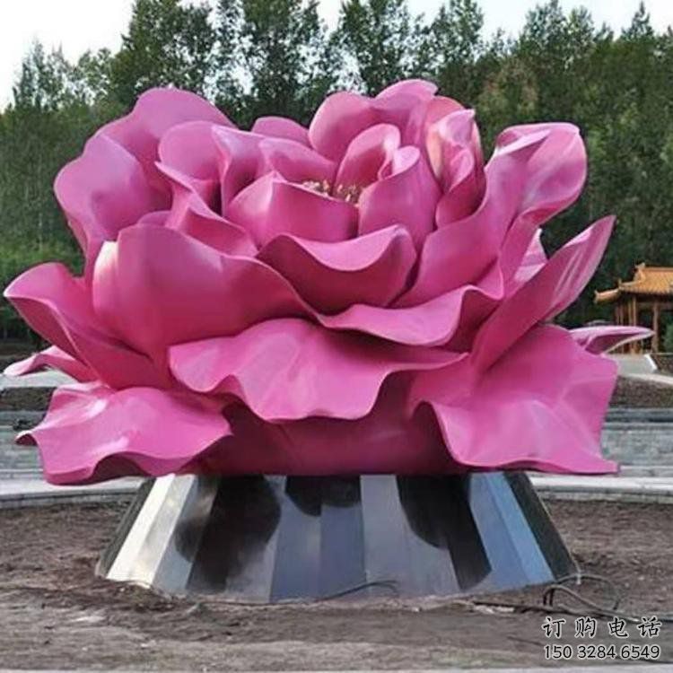 牡丹花雕塑廠家，廣場雕塑，不銹鋼牡丹花雕塑定制