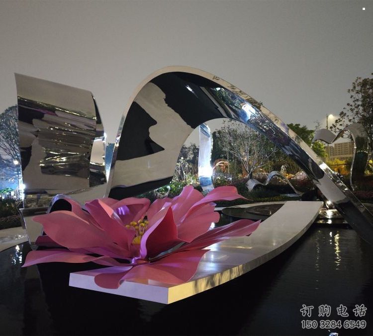 牡丹花雕塑通用，街景小品，不銹鋼牡丹花雕塑制造廠家