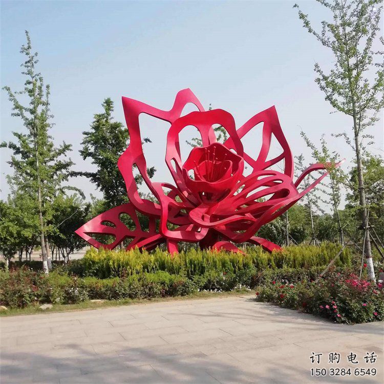 牡丹花雕塑精選，陸地擺件，不銹鋼牡丹花雕塑廠家