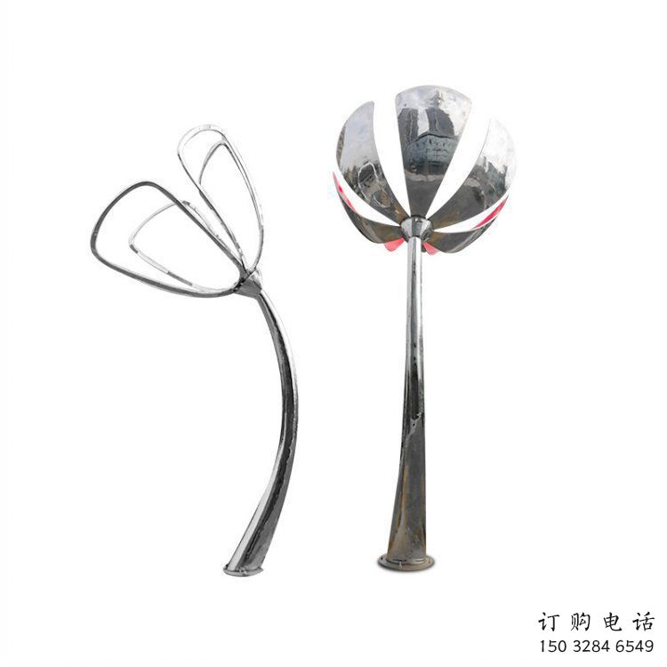 百合花雕塑承接，景區(qū)案例，不銹鋼百合花雕塑定制廠家