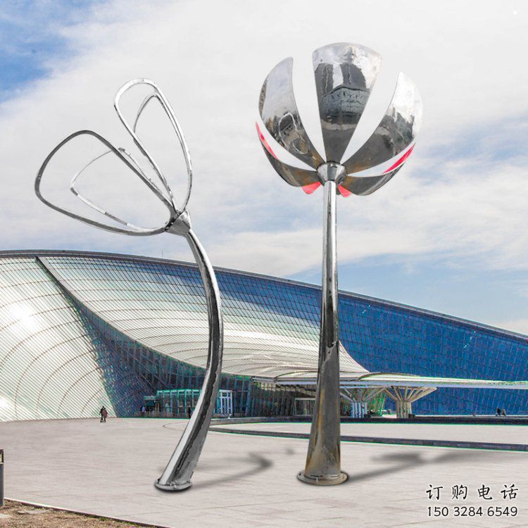 百合花雕塑造型供需，廣場(chǎng)雕塑，不銹鋼百合花雕塑選用