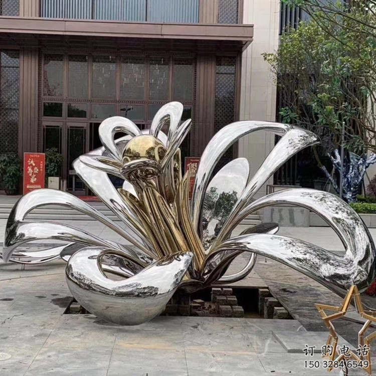 茉莉花雕塑定價，街頭雕塑，不銹鋼茉莉花雕塑廠家