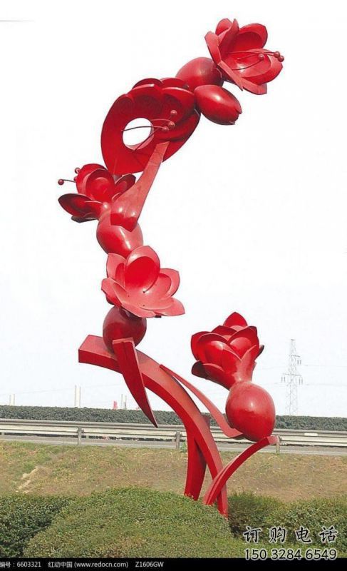 石榴花雕塑廠，景區(qū)雕塑，不銹鋼石榴花雕塑提供