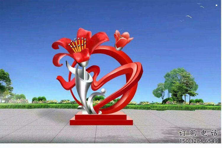 石榴花雕塑定價(jià)，景觀概念，不銹鋼石榴花雕塑預(yù)定