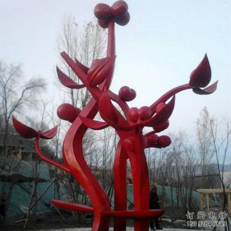 石榴花雕塑精品，景觀雕塑，不銹鋼石榴花雕塑生產(chǎn)商