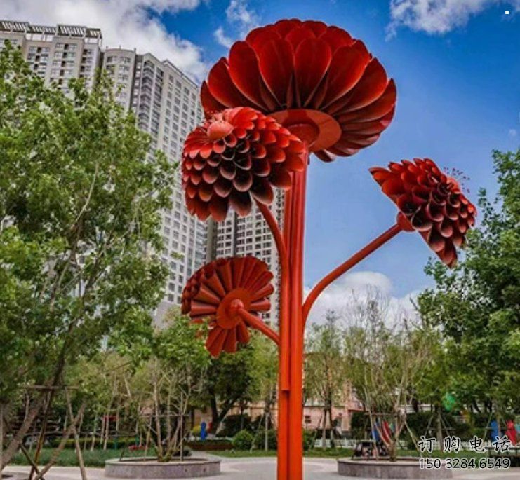 大型梧桐花雕塑制作，花園小品，梧桐花雕塑廠家提供