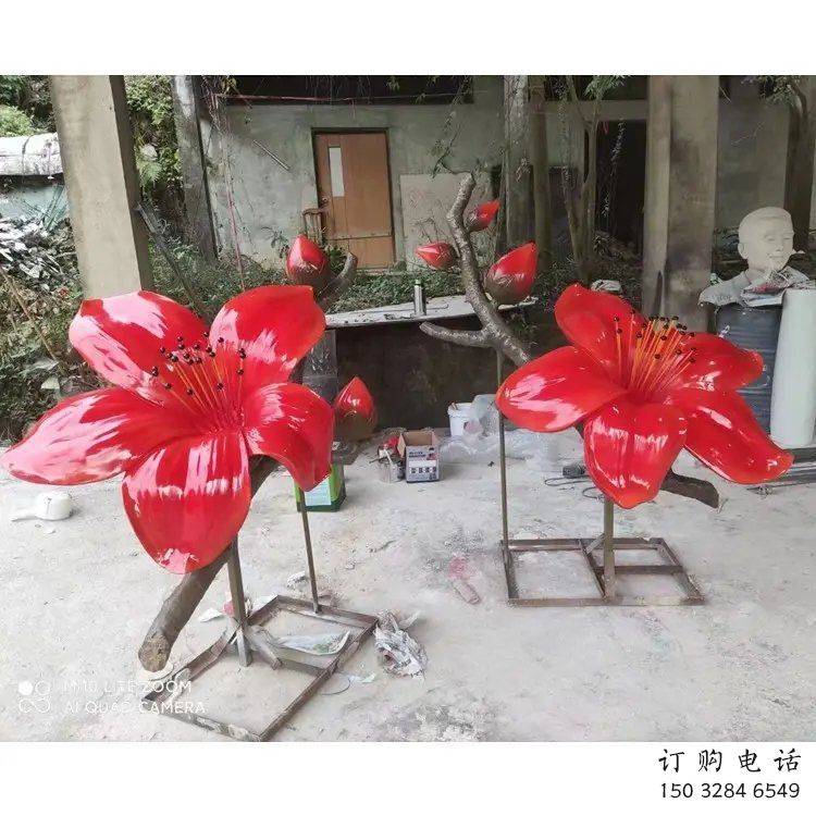 梧桐花雕塑優(yōu)選，室外雕塑，彩繪梧桐花雕塑廠(chǎng)家優(yōu)選