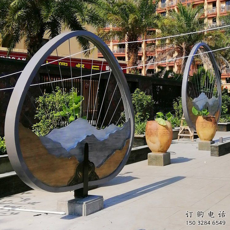 假山小品雕塑，彩鋼制作，金屬景觀假山雕塑價格