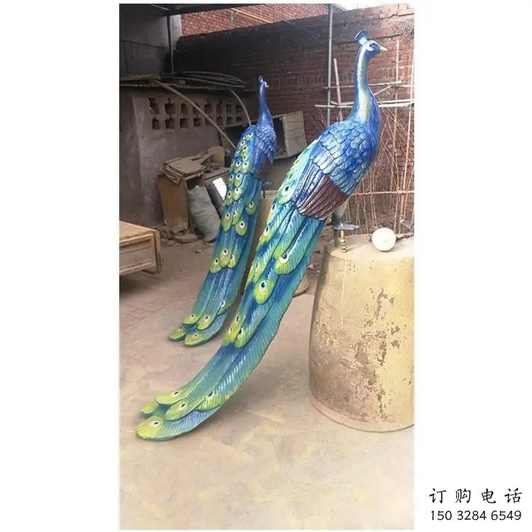 彩繪孔雀景觀批發(fā)，景觀雕塑，仿真孔雀雕塑定價