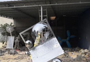 地球儀雕塑通用，街景小品，筆記本地球儀雕塑制造