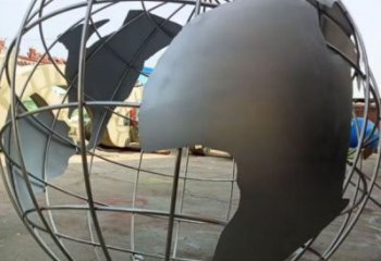 庭院地球儀雕塑，鍍金歐式雕塑，網(wǎng)格形式