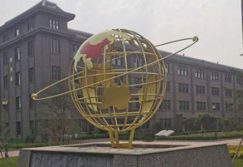 鏤空地球儀雕塑制造商，校園雕塑，烤漆地球儀雕塑廠家