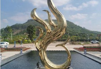 鳳凰雕塑優(yōu)價，村標(biāo)概念，不銹鋼電鍍鳳凰雕塑廠家