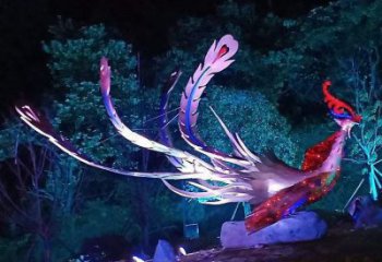 鳳凰雕塑專供，廣場雕塑，發(fā)光鳳凰雕塑標準制作商