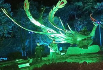 中式鳳凰雕塑定價，街頭雕塑，發(fā)光鳳凰雕塑制作廠家