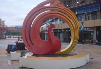 鳳凰雕塑供需，美陳雕塑，歐式圓環(huán)鳳凰雕塑廠家承接
