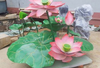 鋼鑄荷花雕塑常用，鋼管組合，園林荷花雕塑定價(jià)