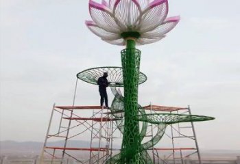 建筑荷花雕塑精選，露天雕塑，鏤空仿真荷花雕塑訂做