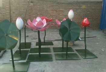 現(xiàn)代荷花雕塑定制，中式工藝，仿真荷花雕塑造型優(yōu)價