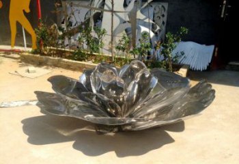 地產(chǎn)荷花雕塑定做，城區(qū)小品，景觀鏡面荷花雕塑定價(jià)