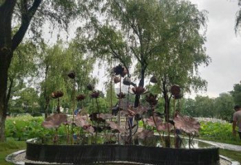 金屬荷花雕塑制作，城市裝飾，銅荷花雕塑標(biāo)準(zhǔn)廠家