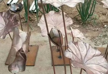 荷葉雕塑展品，公園小品，銅荷葉雕塑供需