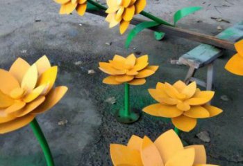 黃蓮花雕塑精選，室外軟裝，烤漆黃蓮花雕塑廠家