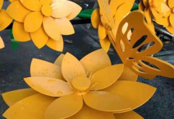 黃蓮花雕塑預(yù)定，露天雕塑，公園烤漆黃蓮花雕塑廠家