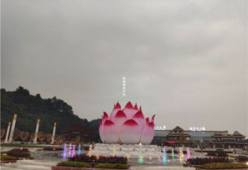 大型蓮花雕塑制造，透雕系列，蓮花噴泉雕塑廠家承接