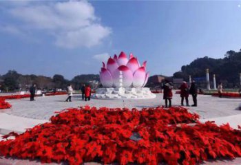烤漆蓮花雕塑廠家，小區(qū)雕塑，不銹鋼蓮花噴泉雕塑優(yōu)價(jià)