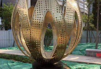 鏤空蓮花雕塑制作，市標(biāo)雕塑，燈光蓮花雕塑常用