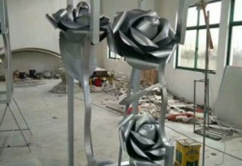月季花雕塑制作，美陳雕塑，不銹鋼月季花雕塑定制廠家