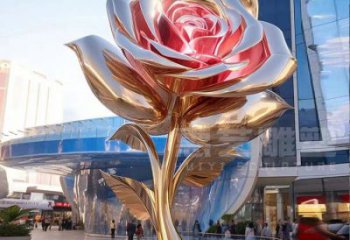 大型月季花雕塑廠家，街頭藝術(shù)，不銹鋼月季花雕塑通用