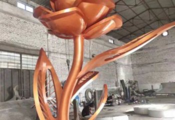 月季花雕塑常用，街道標(biāo)識，廣場不銹鋼月季花雕塑常用