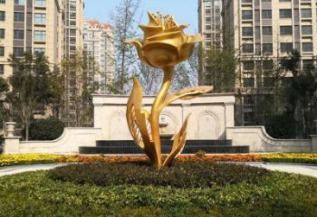 月季花雕塑訂做，彩鋼制作，不銹鋼月季花雕塑優(yōu)選