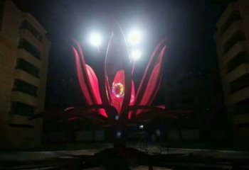 燈光花朵雕塑常用，公園小品，燈光茶花雕塑生產(chǎn)商